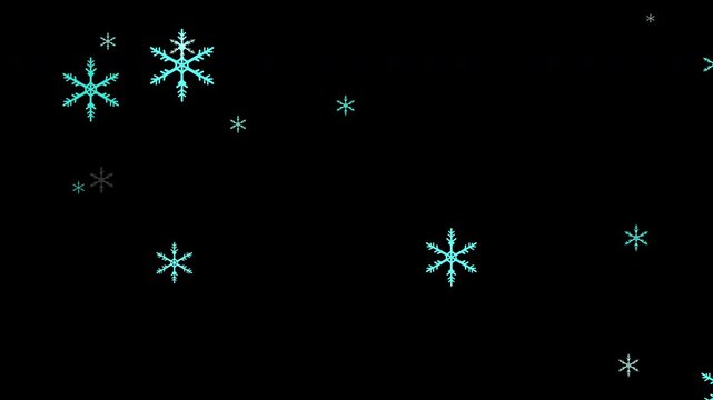 A video where many snowflakes appear and disappear, alpha channel