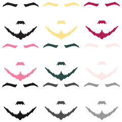 Vector clip art set of eyebrows, mustache, and beard. can editable for your design needs