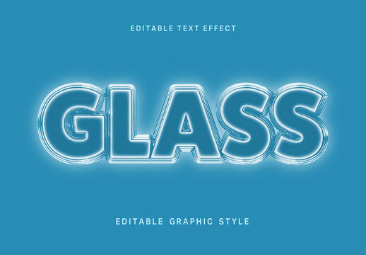 Blue And White Glass Text Effect Outline Bold Glow Font