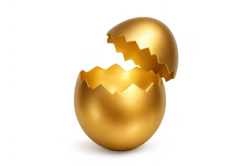 Golden egg cracking open, symbolizing new opportunity and wealth