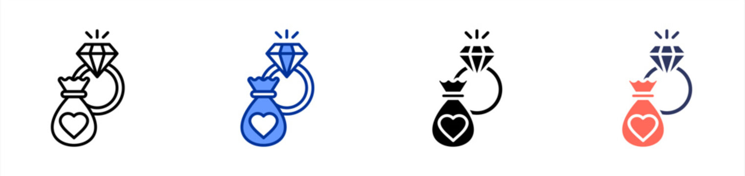 Dowry icon set multiple style collection