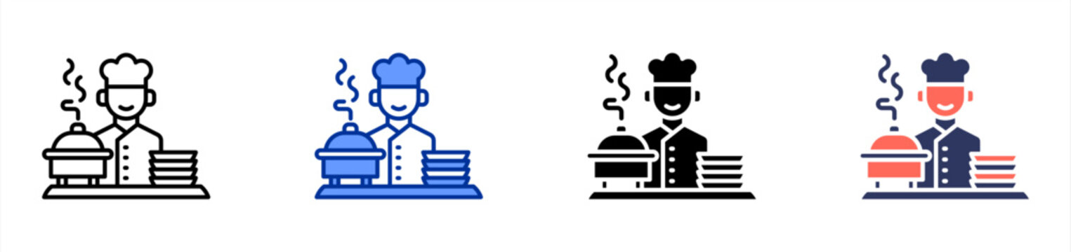 Catering Service icon set multiple style collection