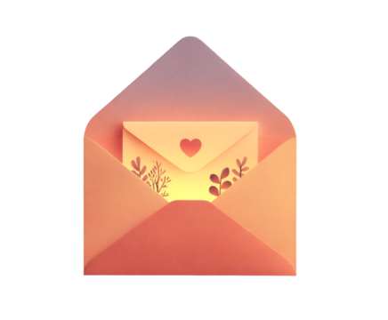 Open Gradient Envelope with Love Letter and Heart Icon