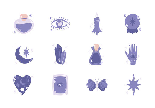Purple Esoteric Magic Tarot Illustrations Set