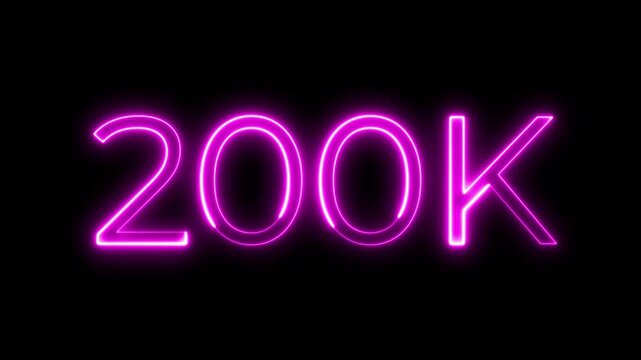 Neon Text Animation 200K Thank You Followers