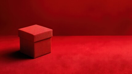 Textured Red Box Illuminated in a Studio Setting with Glitter and Reflections