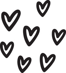 hand-drawn black hearts
