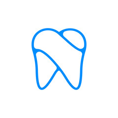 Minimalist blue tooth logo design. Dental health icon vector