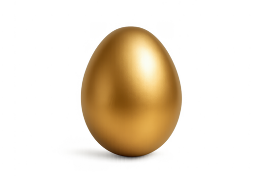 Golden egg symbolizing wealth, luxury, and opportunity on transparent background