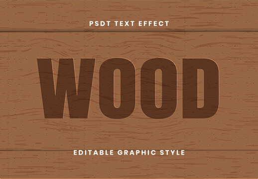 Brown Engraved Wood Text Effect Carved Bold Font