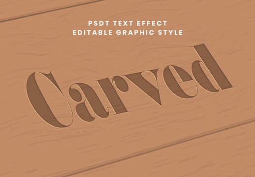 Brown Engraved Wood Text Effect Carved Classic Font