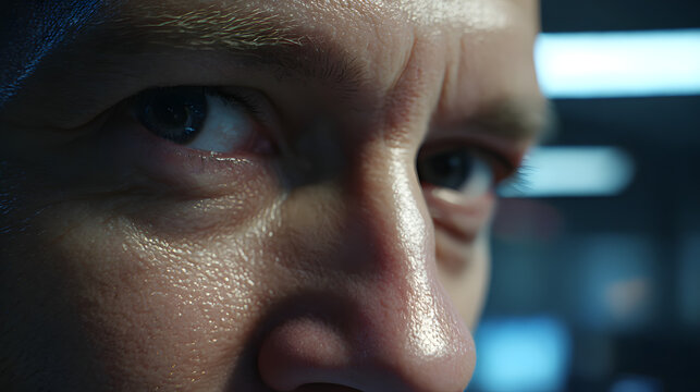 Intense Focus: A close-up shot of a determined individual, their eyes sharply focused, conveying a sense of unwavering determination and concentration. - Powered by Adobe