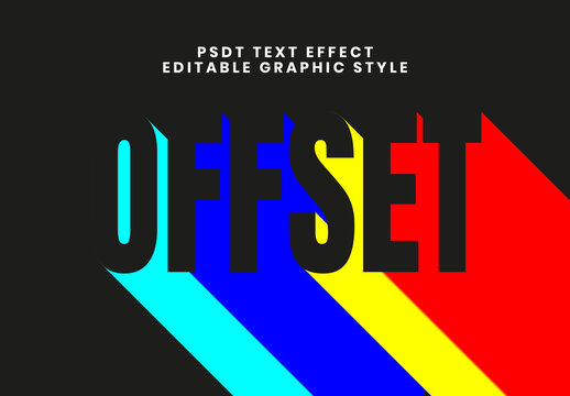 Colorful Offset Text Effect Long Shadow Fontt
