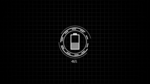 Digital Battery fast charging indicator grid animation power electricity accumulator battery. futuristic technology circle circuit, HUD circuit board Green renewable energy storage future.4k video - Powered by Adobe