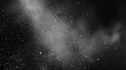 Obraz premium Abstract Glittering Dust Particles on Dark Background with Spotlight Shining Downward Festive Sparkly Particles and Illuminated Smoke Effect Creates Dreamy Ambience