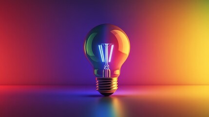 Vibrant Light Bulb with Rainbow Glow