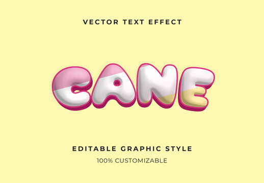 Pink And White 3D Candy Text Effect Bubble Outline Font