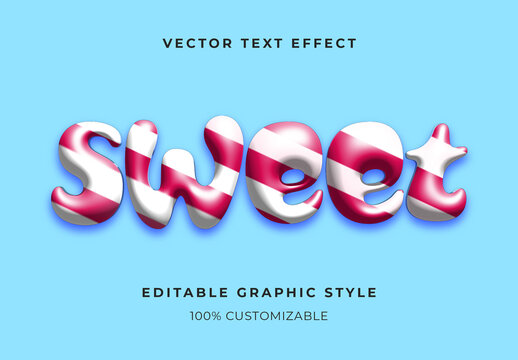 Red And White 3D Candy Text Effect Bubble Christmas Font