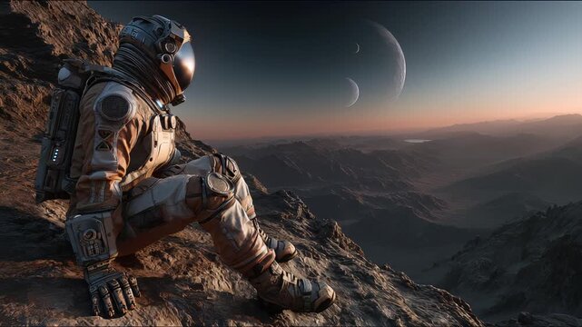 Astronomer surveys night sky, Traveler studies celestial maps at dusk