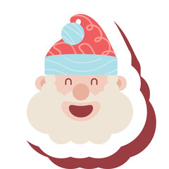 Pixel Art Santa Claus Character Cheerful Face with Red Hat and Blue Band Isolated on Transparent Background Festive Holiday Spirit