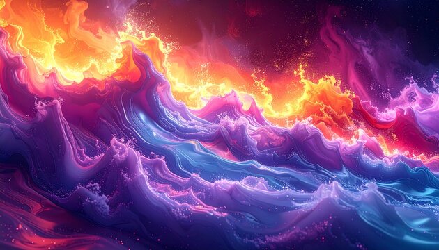Vibrant Plasma Waves Abstract Liquid Color Flow Background  with orange color attract