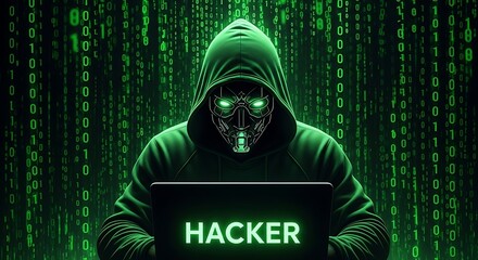Cyber Security Hacker Coding with Binary Stream