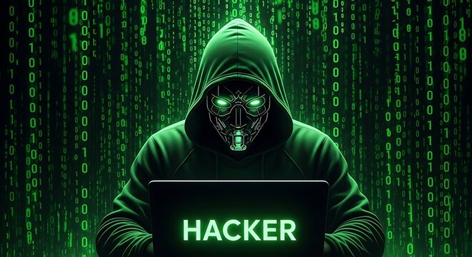 Cyber Security Hacker Coding with Binary Stream