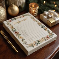 Elegant Floral Budget Planner with Gold Accent and Cozy Decor
