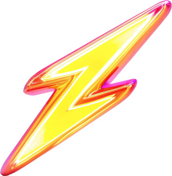 thunder neon color 3d illustration flash sale concept