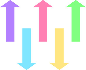 矢先短めのシンプルで使いやすい矢印セット_パステルカラー(ピンク、黄、緑、水色、紫)_軸長め
