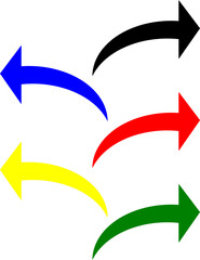 矢先短めシンプルで使いやすいカーブ矢印セット(赤、黒、青、緑、黄)