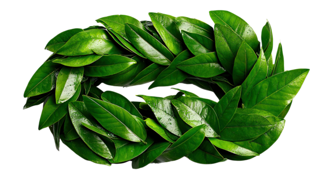 Laurel Wreath: This image presents a captivating laurel wreath, its vibrant green leaves forming a symbol of victory and achievement, a classic emblem of triumph.