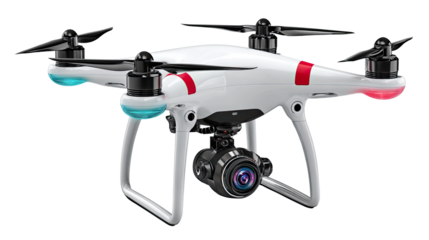 Modern Drone Technology: a detailed perspective of a sleek, advanced drone showcasing its cutting-edge design and features, set against a pristine backdrop.