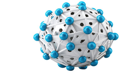 Molecular Abstraction: A captivating spherical structure, comprised of interconnected elements and vibrant turquoise nodes, symbolizes the intricate beauty of science.