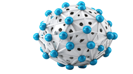 Molecular Abstraction: A captivating spherical structure, comprised of interconnected elements and vibrant turquoise nodes, symbolizes the intricate beauty of science.
