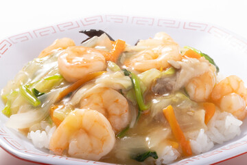 海老塩あんかけ丼（中華丼）