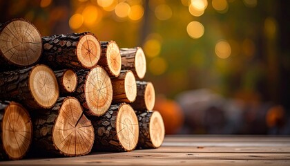 Wood logs stacked for fireplace