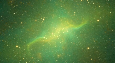 Mystical emerald galaxy of shimmering stardust and cosmic illumination