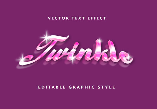 Pink And White Glossy Sparkle Text Effect Scrip Glamorous Font