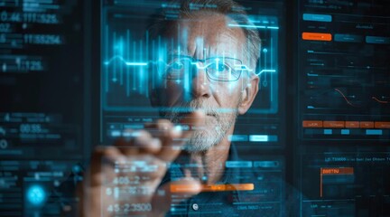 Digital future concept: businessman and woman using technology for global business communication and network connection - Powered by Adobe