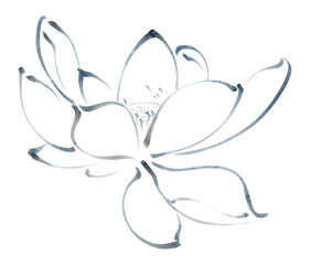 Elegant ink hand drawn line style lotus