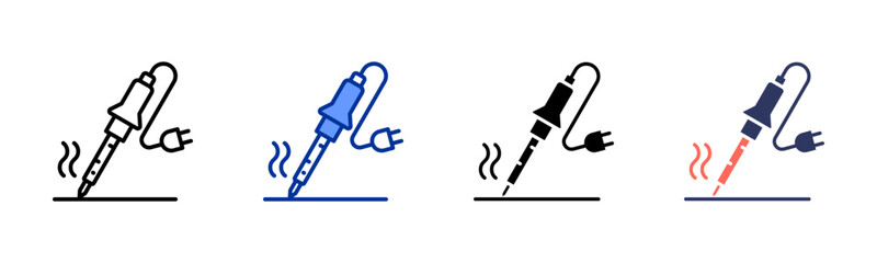 Soldering Station icon set multiple style collection