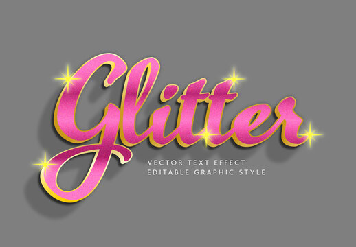 Pink And Gold Shiny Bold Text Effect Script Glitter Font