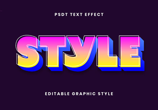 Pink And Yellow 3D Outline Text Effect Retro Gradient Bold Font