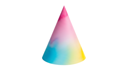 A vibrant pastel gradient cone shape isolated on transparent background