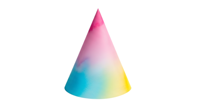 A vibrant pastel gradient cone shape isolated on transparent background