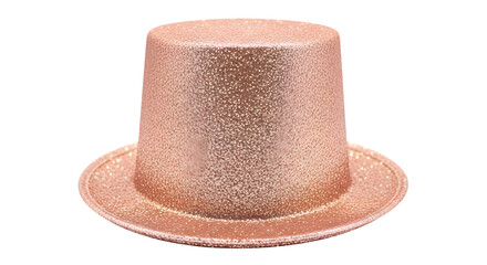 Sparkling rose gold glitter top hat for parties and celebrations isolated on transparent background