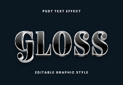 Black And Silver Dark Chrome Text Effect Shiny Metallic Elegant Font