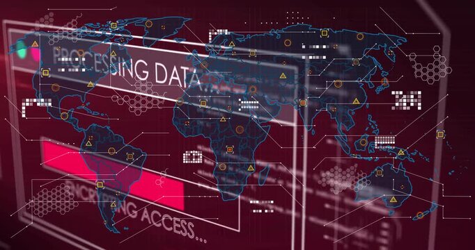 HUD panel sliding, revealing CONNECTING TO SERVER, nodes popping and linking, advancing access
