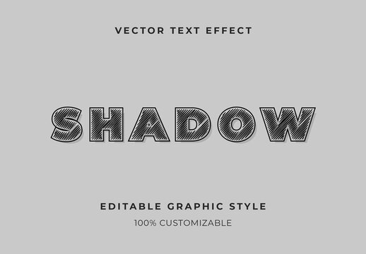 Black Outlined Text Effect Shadow Sketch Font